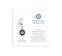Gallkeat Turkish Evil Eye Keychain, Blue Evil Eyes Charm Keychains with 1 Good Luck Card, Lucky Bag Charm for Women's Handbags (Black)