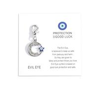 Gallkeat Turkish Evil Eye Keychain with Diamond, Creative Blue Evil Eyes Charm Amulet Keychains with 1 Good Luck Card, Lucky Bag Charm for Women's Handbags (Silver A)