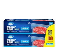 Gallon Freezer Bags, Double Zipper Seal - 100 Count, Thick Resealable Plastic storage Bags - Reusable Gallon Storage Bags for Food Storage, Meat, Vegetables, Fruit - Microwave-Safe, Zero BPA - 2 Boxes
