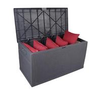 Gallon Weatherproof Resin Deck Box - Lockable Outdoor Storage for Patio Garden Pool & Yard - Waterproof Bin for Tools Cushions & Accessories - Grey