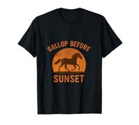 Gallop Before Sunset Horse Silhouette Equestrian novelty T-Shirt