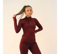 Gallop Equestrian Women's Long Sleeved Quarter Zip Base Layer - Burgundy, Size Small