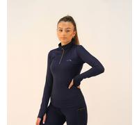 Gallop Equestrian Women's Long Sleeved Quarter Zip Base Layer - Navy, Size Large