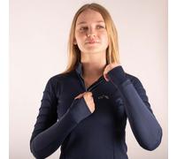Gallop Equestrian Women's Sophia Quarter Zip Ribbed Base Layer - Navy, Size Medium