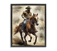 'Gallop Horse & Cowboy'| Floating Frame Canvas Art