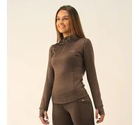 Gallop Long Sleeved Zipped Neck Riding Top Breathable Base Layer (Taupe, S)