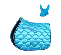 Gallop Shop General Purpose Saddle Pad & Bonnet Sets - Colorful & Comfortable (Aqua, Cob/Pony)