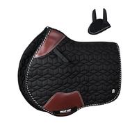 Gallop Shop Horse Saddle Pad with 3D Cube Pattern, Close Contact Design, Includes Free Fly Veil (Black, Cob/Pony)