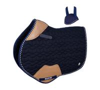 Gallop Shop Horse Saddle Pad with 3D Cube Pattern, Close Contact Design, Includes Free Fly Veil (Navy, Full)