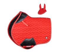 Gallop Shop Horse Saddle Pad with 3D Cube Pattern, Close Contact Design, Includes Free Fly Veil (Red, Full)