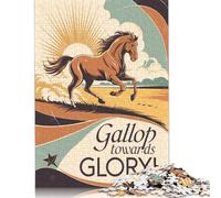 Gallop Towards Glory Horse Art Puzzle Precise Interlocking Paper Rectangular Jigsaw Puzzle for Boy Or Girl 1000pcs (75x50cm)