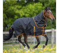 Gallop Trojan Lightweight Dual 100g Horse Turnout Rug & Detachable Neck Set (6'6", Black/Orange)