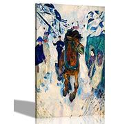 Galloping Horse By Edvard Munch Canvas Prints for Wall Decor Home Art Pictures Hanging Posters Framed Animal Wallart Photos X Large 76 x 101cm (30 x 40 inches)