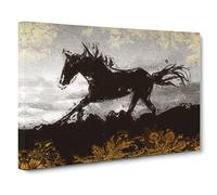 Galloping Horse Canvas Print | Gallery Wrapped 30mm Frame Wall Art | 24x16 inches | Ready to Hang | Abstract Animals Picture | Living Room Bedroom Lounge Office