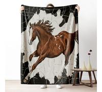Galloping Horse Fleece Throw Blanket, Equestrian Couch Blanket 50"x60" Lightweight, Rustic Western Wildlife Blankets for Bed Warm Soft Cozy Bedding Blanket for Winter Fall Spring Summer