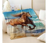Galloping Horse Print Flannel Blanket - Super Soft and Cozy Throw for Sofa and Bed, Nature and Animal Lovers (05,150x200cm)
