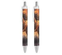 Galloping Horse Retractable Ballpoint Pen Black Ink Ball Point Pen Work Pens 2 PCS