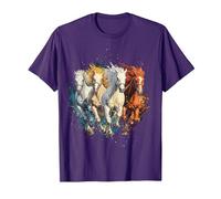 Galloping Horses Horse Riding on Horseback Girl T-Shirt, Men, Purple, Large