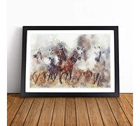 Galloping Horses in Abstract | Framed Wall Art Print | Modern Home Decor Picture | Ready to Hang Artwork for Living Room, Bedroom, Kitchen or Office | Multiple Sizes