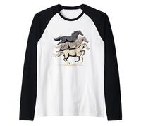 Galloping Horses Trio Western Mustang Spirit Raglan Baseball Tee
