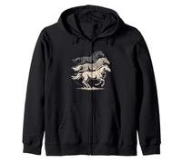 Galloping Horses Trio Western Mustang Spirit Zip Hoodie