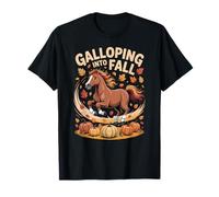 Galloping Into Fall Horse Friend Autumn Leaves T-Shirt