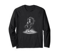 Galloping Monochrome Wild Horse 90s Vintage Washed Out Long Sleeve T-Shirt