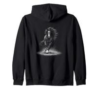 Galloping monochrome wild horse 90s Vintage washed out Zip Hoodie
