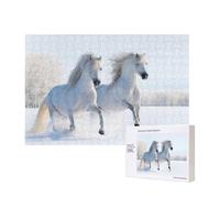 Galloping Rare Spotted Horses,300 Pieces Wooden Jigsaw Family Game Jigsaw Puzzles for Adults Teens Home Decor