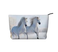 Galloping Rare Spotted Horses, Cosmetic Bag Corduroy Makeup Bag Portable Travel Toiletry Bag