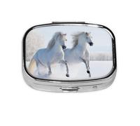 Galloping Rare Spotted Horses,Meta Pill Box 2 Compartment Medicine Case,Portable Organizer,Rectangle Meta Portable Organizer Pill Box 1468 Compartment Medicine Case