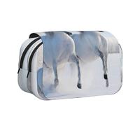 Galloping Rare Spotted Horses Pencil Pouch Portable Double Layer Stationery Organizer