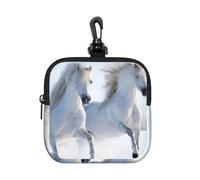 Galloping Rare Spotted Horses, Square Zipper Storage Bag, Neoprene Coin Purse, Small Wallets, Change Pouch, Change Purse