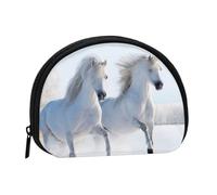 Galloping Rare Spotted Horses, Women's Storage Bag Shell Makeup Bag Small Coin Purse Shell Change Pouch