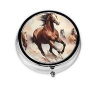 Galloping Red Horse Unique Customized Pill Organizer - 7 Day AM PM Travel Pill Box with Full Print Design - Iron Plating Mini Medicine Organizer