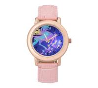 Galloping Universe Unicorn with Butterfly Womens Elegant Watch Analogue Quartz Watch Leather Band Wristwatch