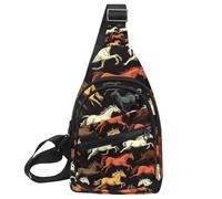 Galloping Wild Horses Sling Backpack, Adjustable Crossbody Shoulder Bag Travel Hiking Daypack
