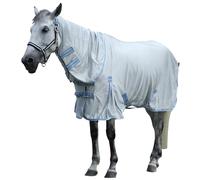 Gallopof Horse Fly Sheet with Detachable Neck Cover, Maximum Airflow Breathable Open Weave Mesh for Hot Weather, Anti-Rub Comfort, 65% UV Protection, Cool Summer Sheet for Pasture & Barn Silvergrey 84