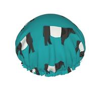 Galloway Cow Print Shower Cap with Elastic and Reusable for Long and Short Hair,Double Layers Hair Cap
