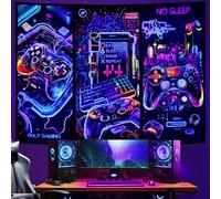 Galoker Blacklight Gaming Tapestry Cool Neon Game Controller Tapestry UV Reactive Gamer Player Wall Tapestries Funny Art Gaming Poster Tapestries Wall Hanging for Home Decor