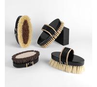 GALOP WEAR Horse Brush Set Made of Natural Materials - 4-Piece Handmade Horse Care Set - Gentle & Intensive Cleaning (Classic Black)