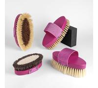 GALOP WEAR Horse Brush Set Made of Natural Materials - 4-Piece Handmade Horse Care Set - Gentle & Intensive Cleaning (Pink Edition)