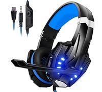 Galopar gaming headset, gamer headset with microphone, Basse Stereo audio, LED atmosphere light 3.5-mm jack compatible with PS4 / Xbox One/PC/Laptop/Nintendo Switch and smartphones - Blue