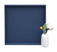 Galopgen 20-inch Square Ottoman Serving Tray - Textured PU Leather Coffee Table Decor, Waterproof Heat-Resistant Large Organizer for Home, Office, Bed & Party Essentials (Navy Blue, 20 * 20in)