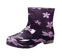 Galosce Women's Rubber Rain Boots - Comfortable Waterproof Low Boots, Purple, 6 UK