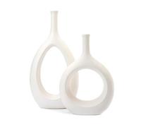GaLouRo Vases for Décor-White Vase, Modern Vase for Centerpiece Table Decorations, Home Decorations for Living Room, Ceramic Flower Vase for Table décor, Decoraciones para Salas De Casa, Set of 2