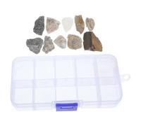 GALPADA 1 Box Mineral Rock Specimen Set with Natural Stones and Plastic Compartments, Portable Multipurpose Display for Classroom Specimens and Interactive Discovery, for Elementary