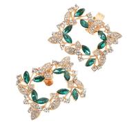 GALPADA 1 Pair Women Green Rhinestone Shoe Buckle Clips 2.3x1.8 Inch Removable Decorative Shoe Clips for High Heels Flats Bridal Wedding Accessories