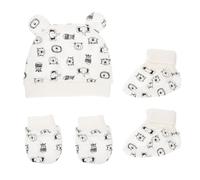 GALPADA 1 Set Baby Cotton Hat Set Newborn Socks Anti-Scratch Gloves Soft Foot Covers White Baby Bonnet Universal for Boys Girls