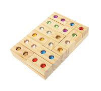 GALPADA 1 Set Colorful Gemstone Inlaid Wooden Building Blocks Early Education for Promotes Social Skills Color Recognition Hand Eye Coordination and Creativity